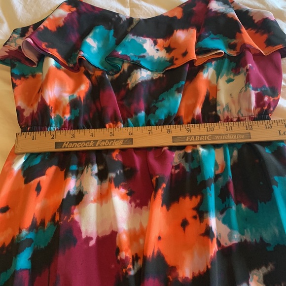 Loft Spaghetti Strap Ruffle Detail Multicolor Maxi Dress Petite Women’s Size 6 - Picture 10 of 11